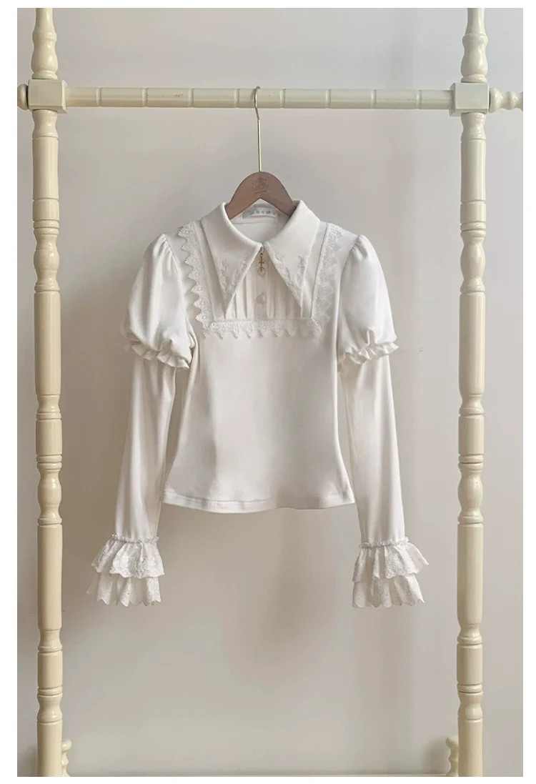 With PUJI - The Vow - Solid Lolita Sweater, Juliet Sleeve, Pointed Collar - Image 16