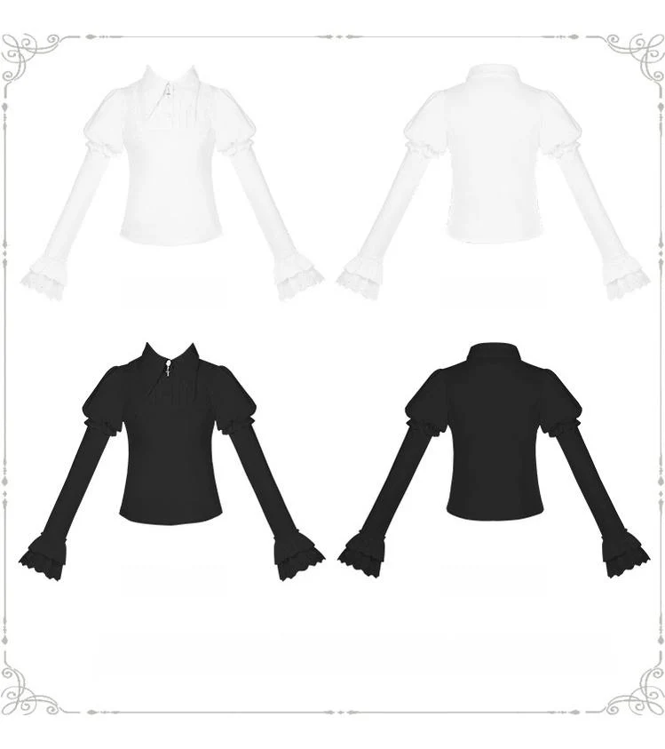 With PUJI - The Vow - Solid Lolita Sweater, Juliet Sleeve, Pointed Collar - Image 17