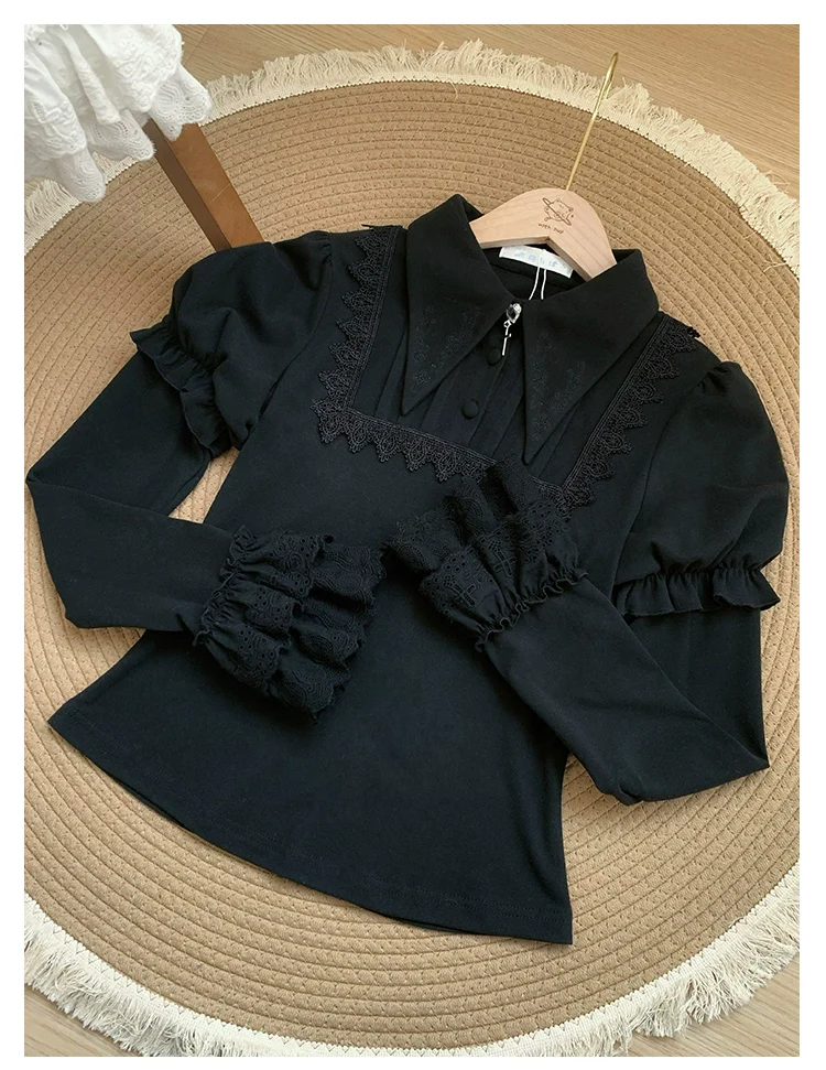 With PUJI - The Vow - Solid Lolita Sweater, Juliet Sleeve, Pointed Collar - Image 7