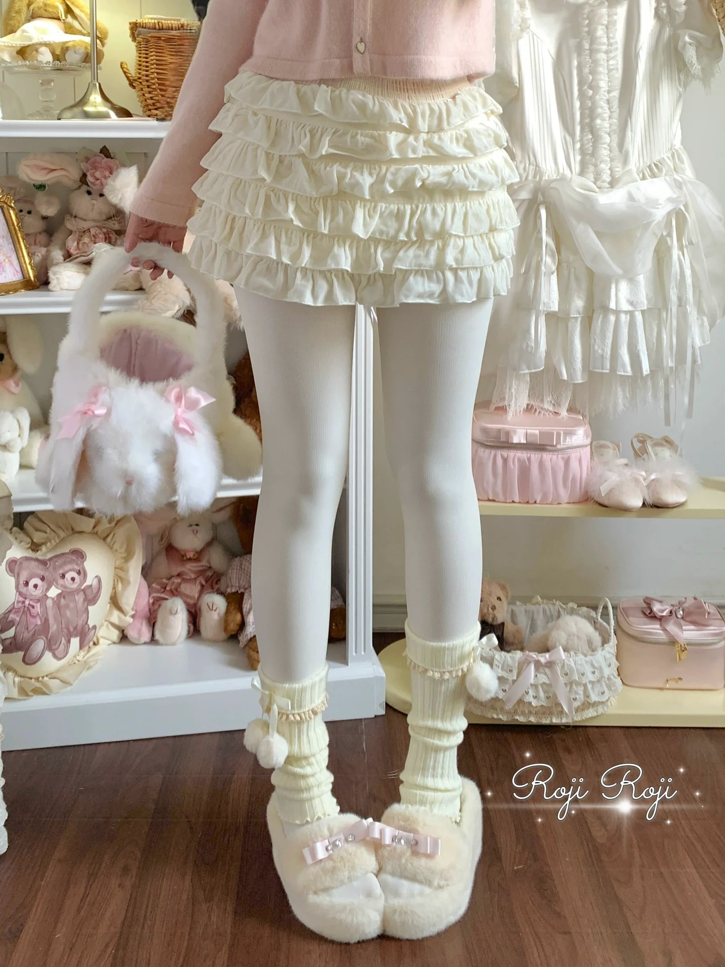Roji Roji - Solid Lolita Winter Pantyhose, Thickened Velvet