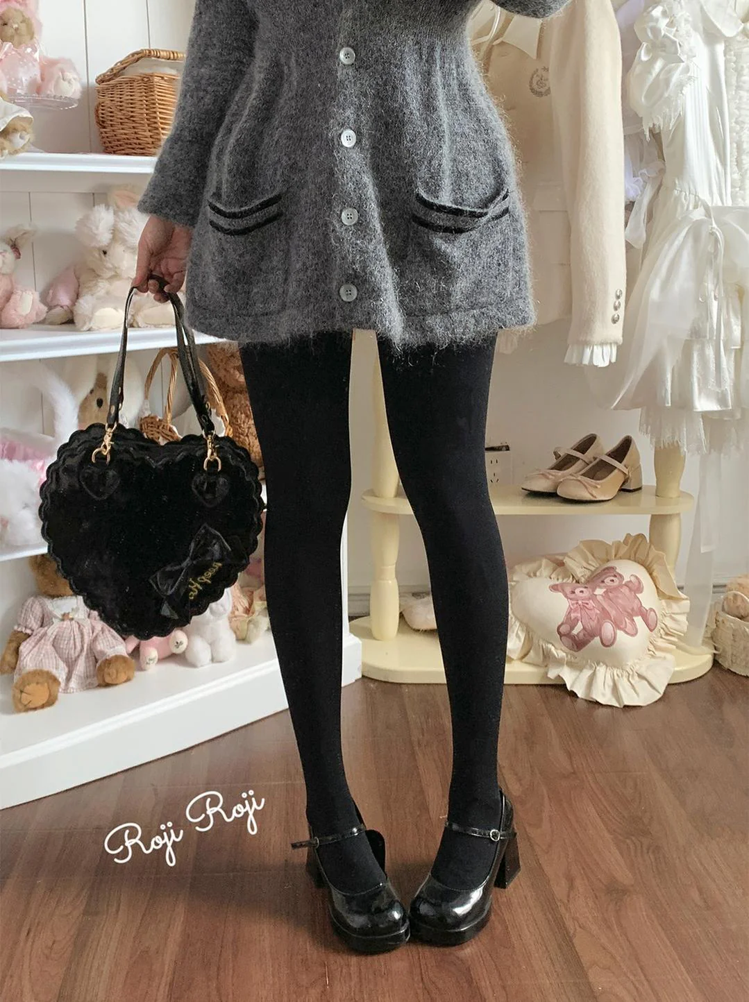 Roji Roji - Solid Lolita Winter Pantyhose, Thickened Velvet - Image 7
