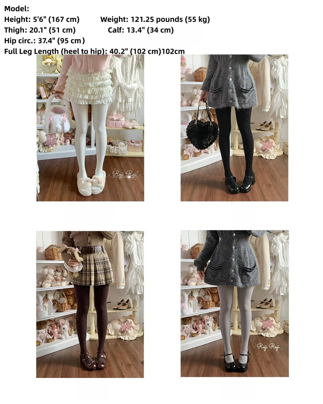 Roji Roji - Solid Lolita Winter Pantyhose, Thickened Velvet - Image 9