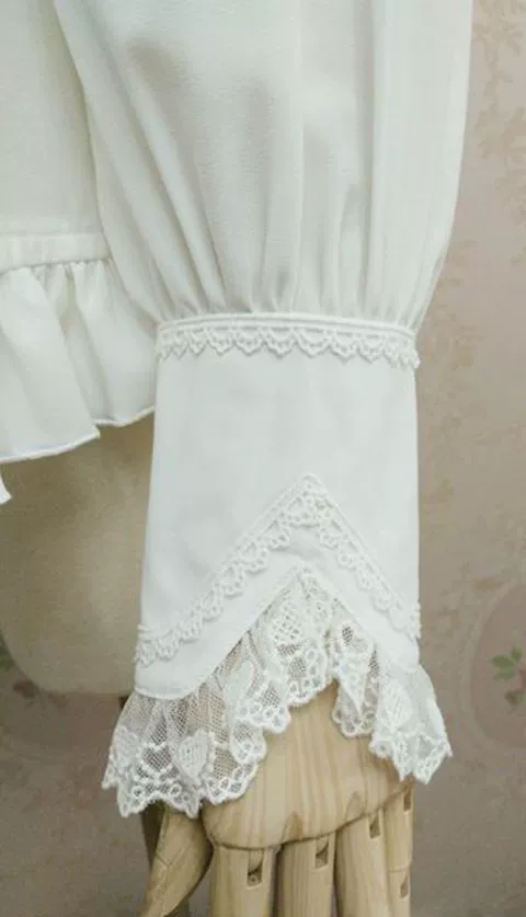 Solid Sweet Lolita Shirt, Lace Square Neckline - Image 6