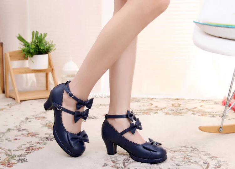 Gott Melody - Round-head Bowtie Leather Lolita Shoes - Image 11
