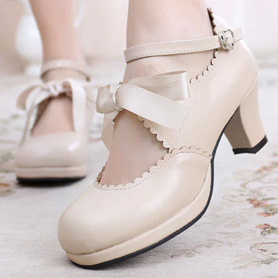 Qing Mengnuo - Elegant Lolita Satin High Heel Handmade Shoes - Image 3