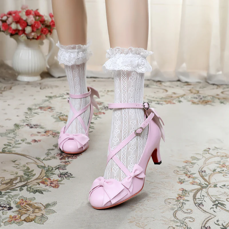 Wind Tide Rumors - Cross-Strap Sweet Lolita Handmade Shoes - Image 34