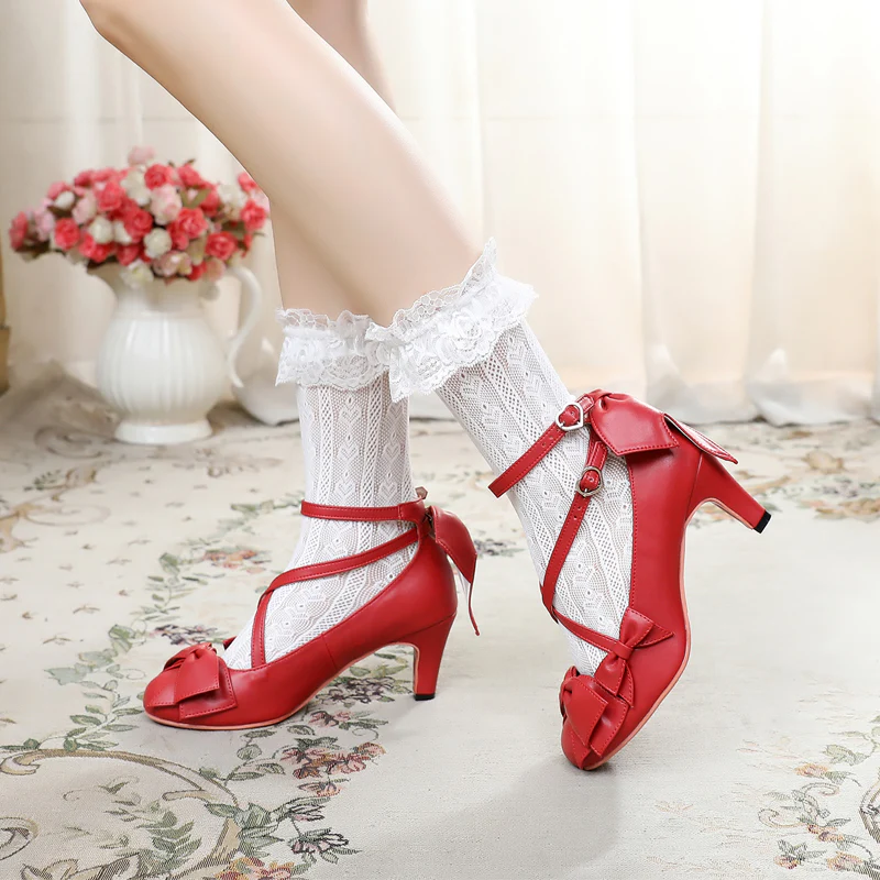 Wind Tide Rumors - Cross-Strap Sweet Lolita Handmade Shoes - Image 44