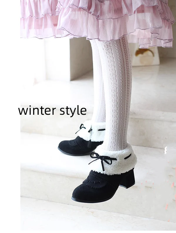 Spring Day Lolita - Kawaii Lolita Winter Multicolor Ankle Boots - Image 14