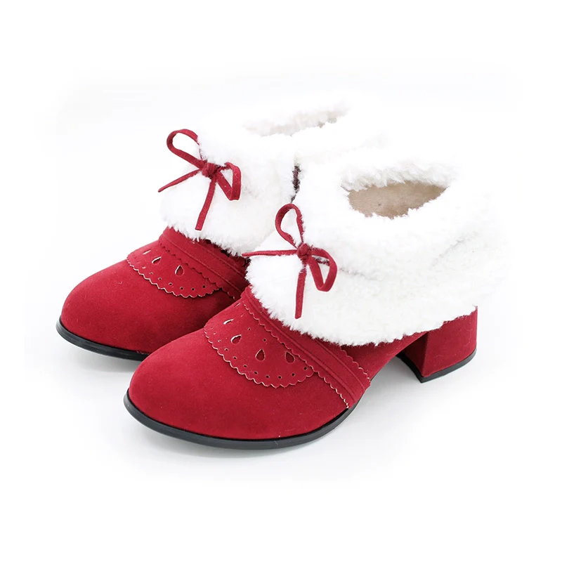Spring Day Lolita - Kawaii Lolita Winter Multicolor Ankle Boots - Image 4
