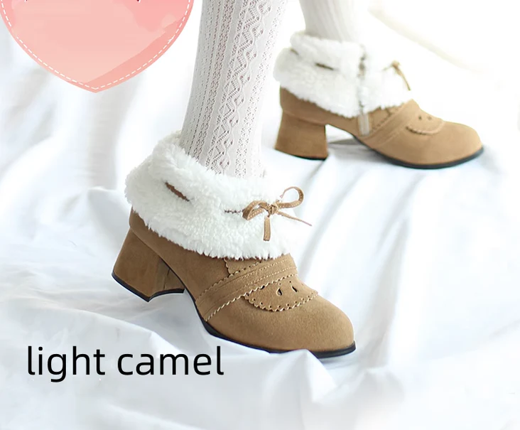 Spring Day Lolita - Kawaii Lolita Winter Multicolor Ankle Boots - Image 7