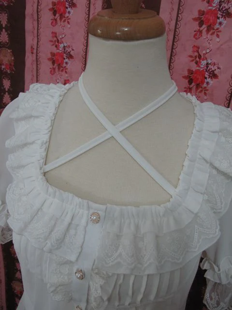 Square Collar Chiffon Lolita Loose Blouse - Image 4