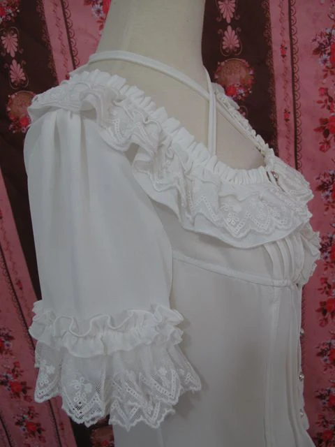 Square Collar Chiffon Lolita Loose Blouse - Image 5