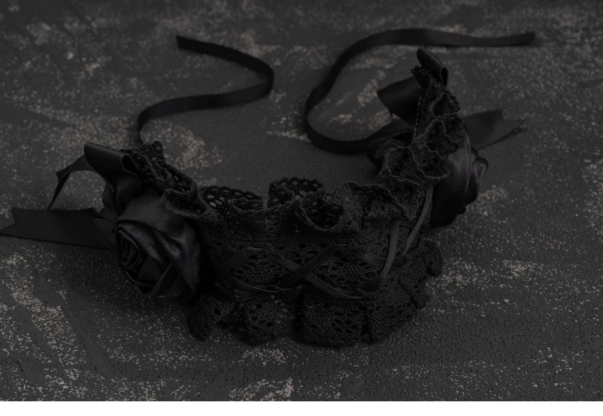 Strange Sugar - Gothic Handmade Black Rose Hairband - Image 12