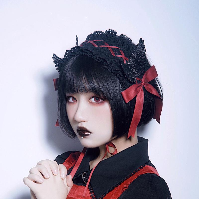 Strange Sugar - Handmade Gothic Lolita Black Red Hairband - Image 6