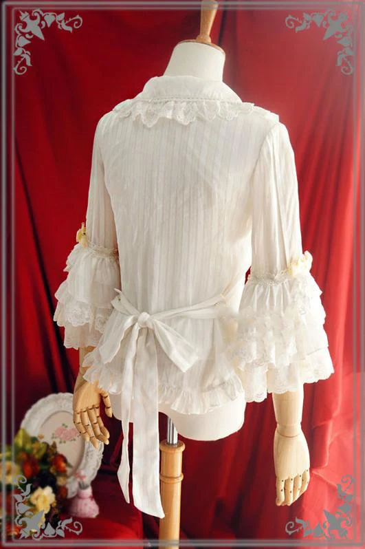 Flower Wedding White Dark Blue Blouse - Image 3