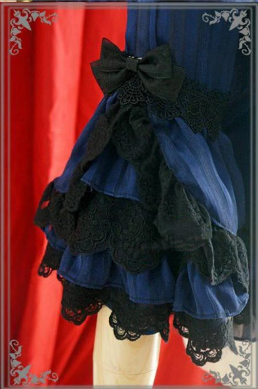Flower Wedding White Dark Blue Blouse - Image 6