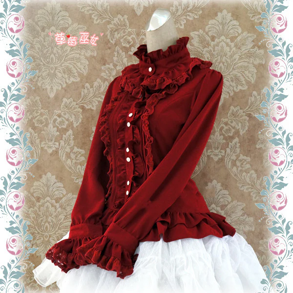 Stand Coallr Silk Retro Lolita Blouse - Image 10