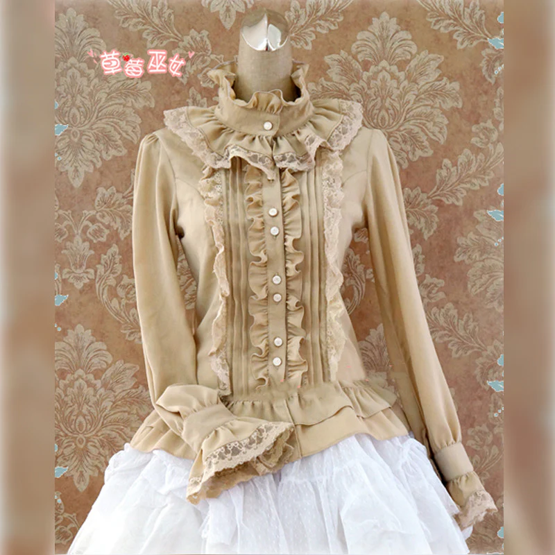 Stand Coallr Silk Retro Lolita Blouse - Image 13