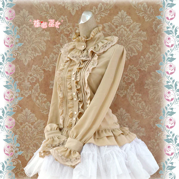 Stand Coallr Silk Retro Lolita Blouse - Image 14