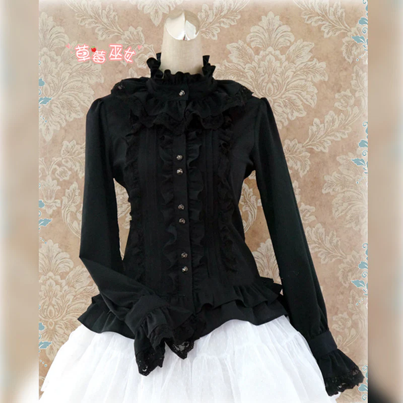Stand Coallr Silk Retro Lolita Blouse - Image 5