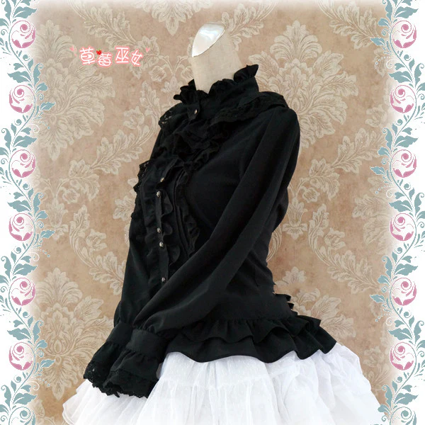Stand Coallr Silk Retro Lolita Blouse - Image 6