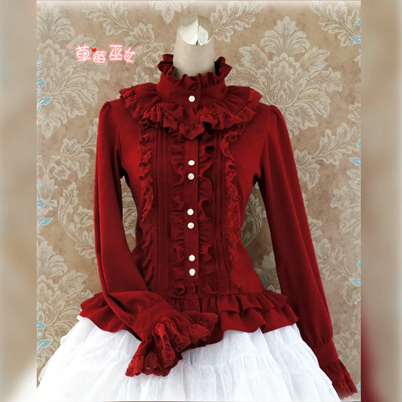Stand Coallr Silk Retro Lolita Blouse - Image 9
