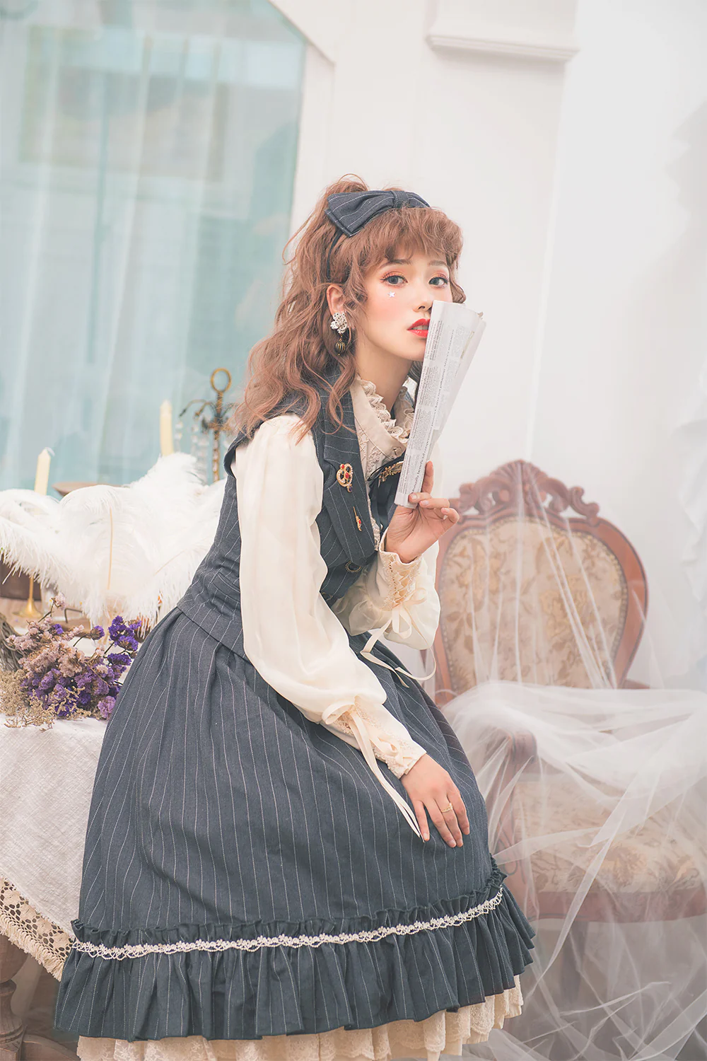 Rose Silhouette - Stripe Vintage Preppy Style Vest - Image 11