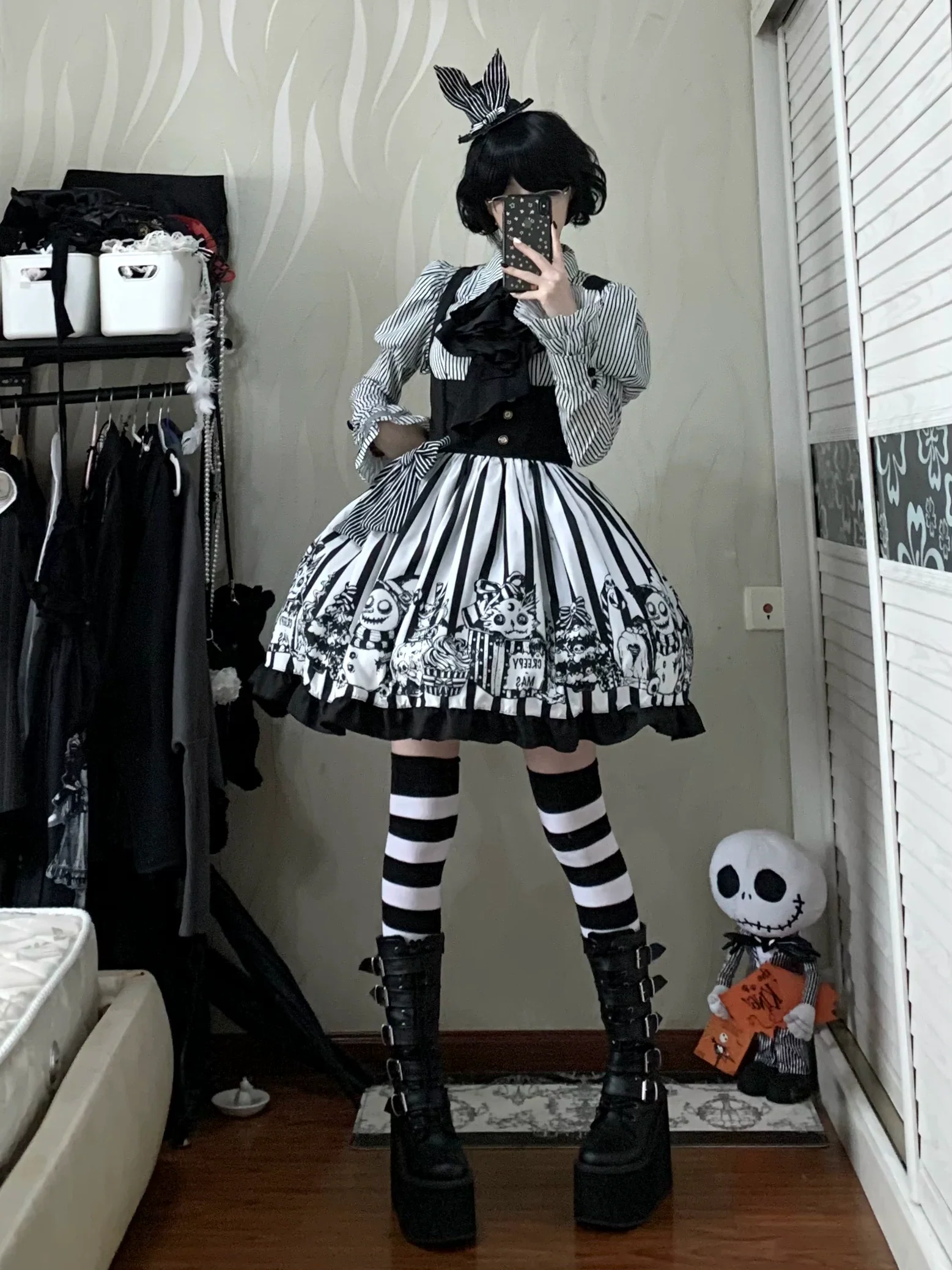 Strange Christmas - Striped Gothic Lolita JSK, Bust Supporting Dress - Image 5