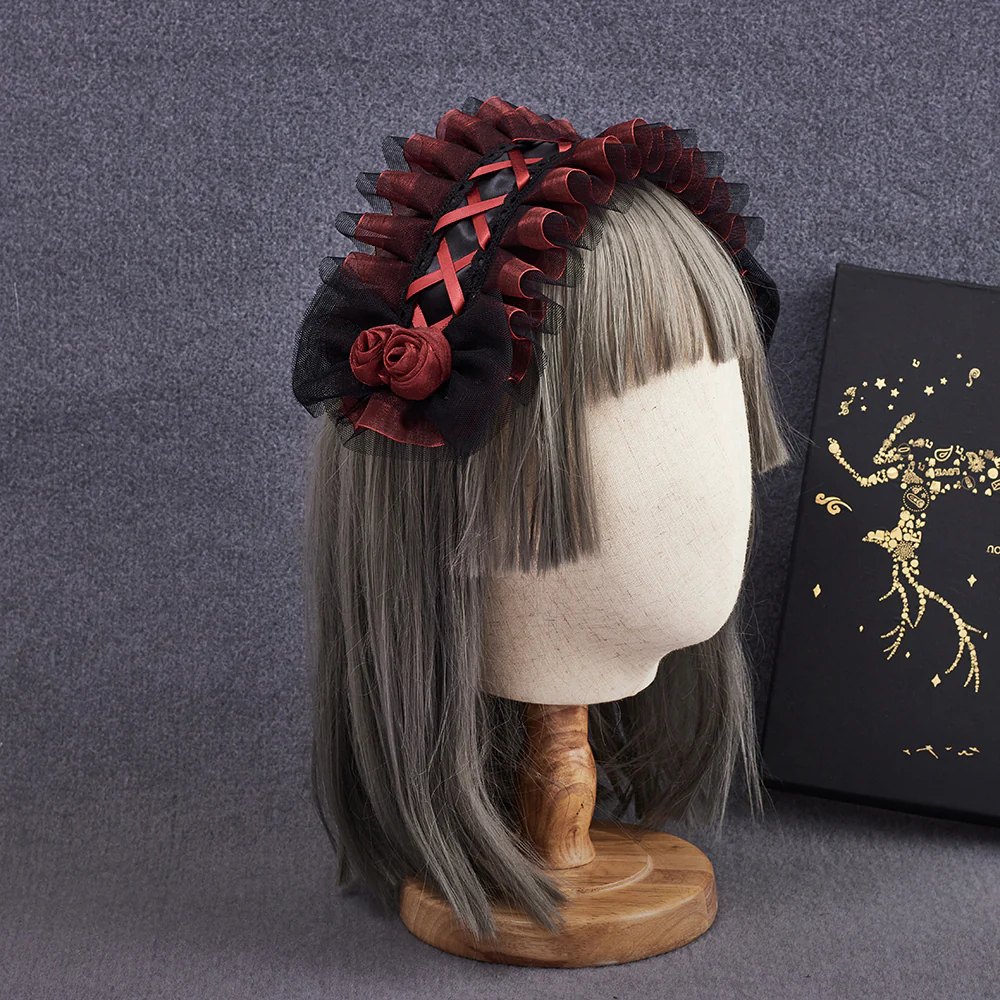 Gothic Lolita Burgundy Hair Accessory - Image 5