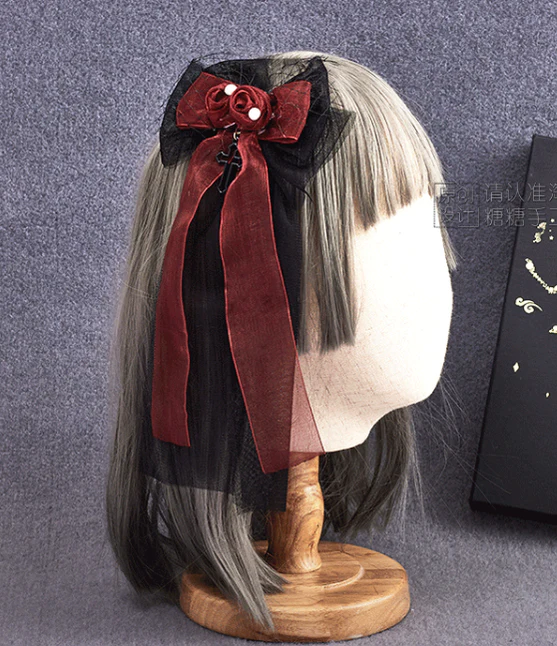 Gothic Lolita Burgundy Hair Accessory - Image 8