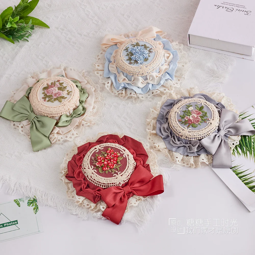 Sweet Lolita Top Hat, Floral Embroidery - Image 13