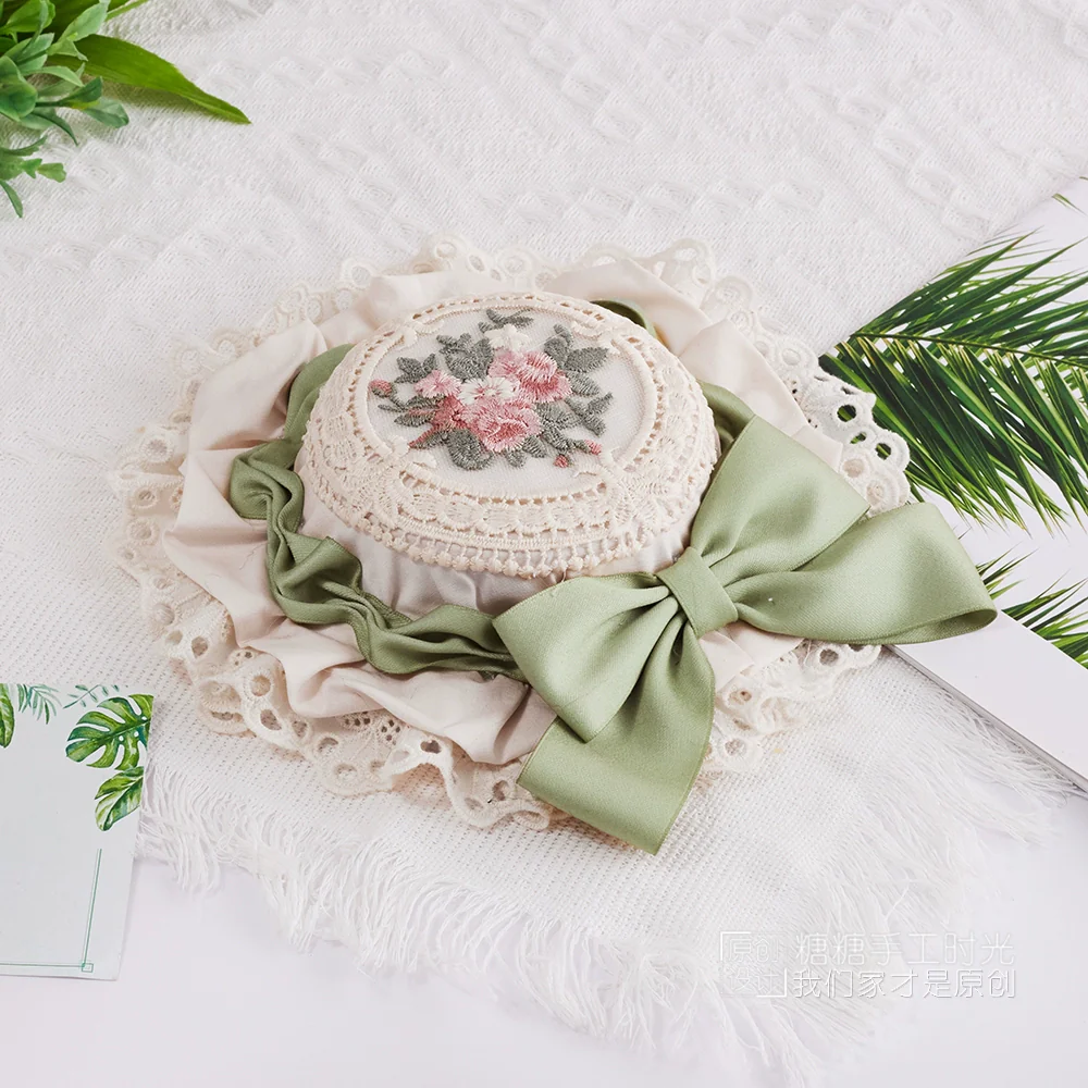 Sweet Lolita Top Hat, Floral Embroidery - Image 14