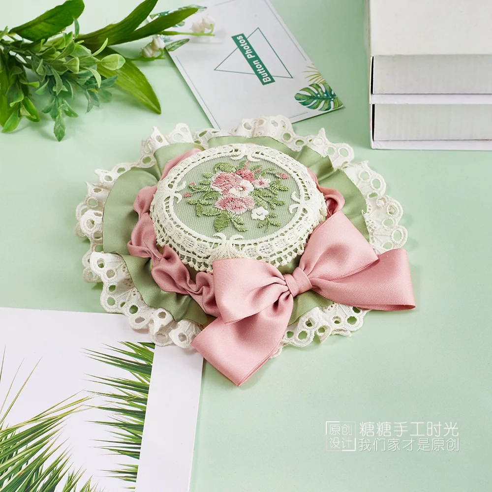 Sweet Lolita Top Hat, Floral Embroidery - Image 15