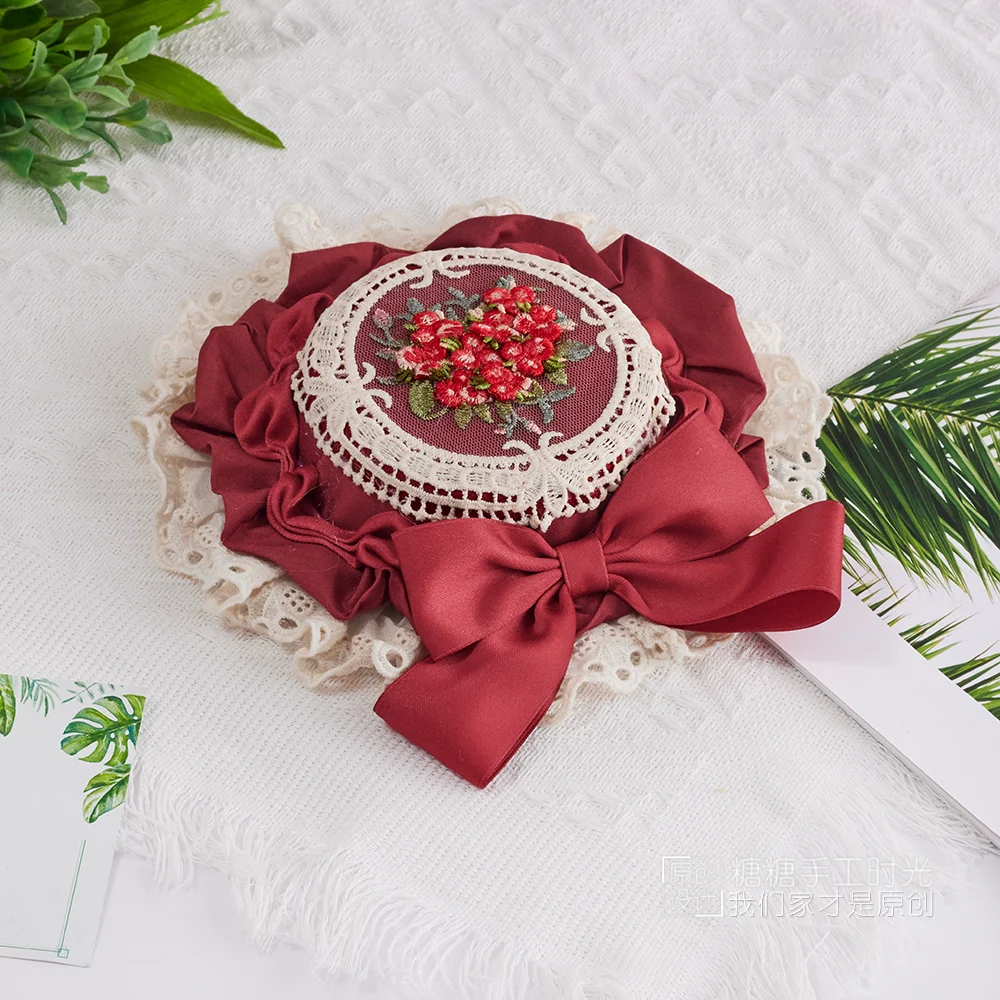 Sweet Lolita Top Hat, Floral Embroidery - Image 16