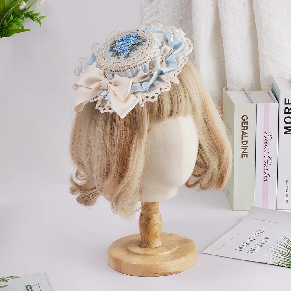 Sweet Lolita Top Hat, Floral Embroidery - Image 2