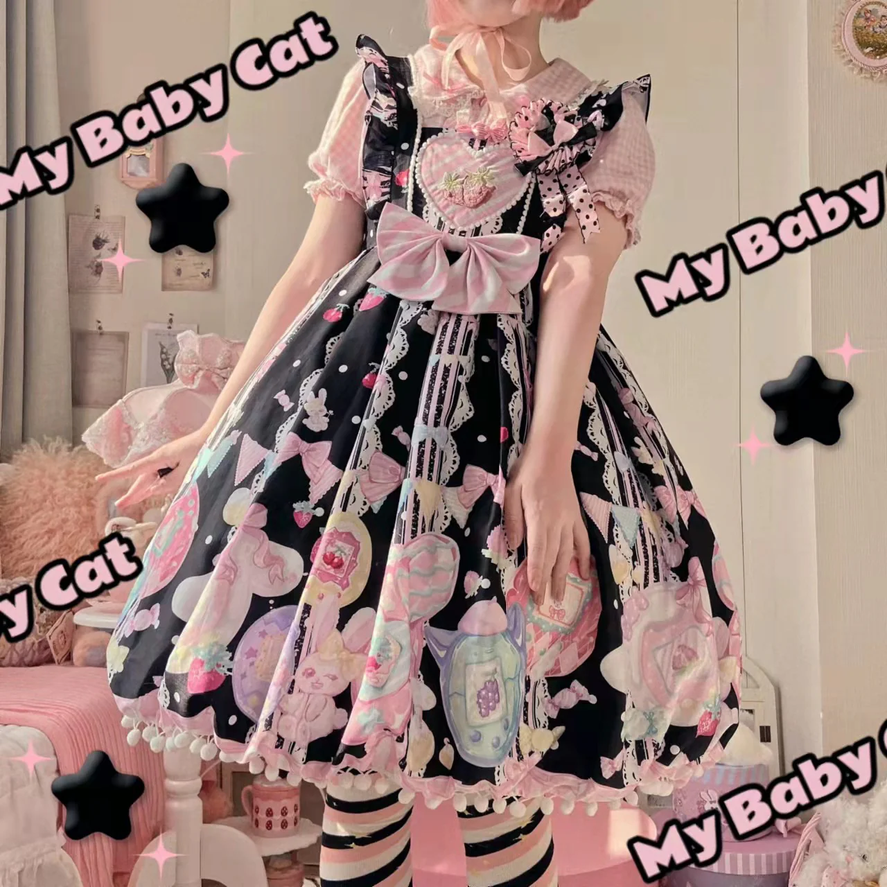 Suiyi - Sweetheart Knots - Sweet Lolita Dress Short Sleeve OP - Image 11