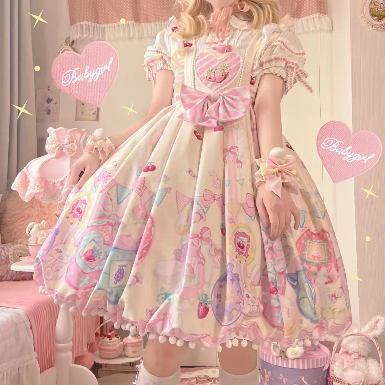 Suiyi - Sweetheart Knots - Sweet Lolita Dress Short Sleeve OP - Image 2