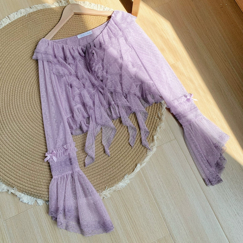 With PUJI - Letters and Poetry - Summer Classic Lolita Tulle Lace Bolero with Multi-Color - Image 26