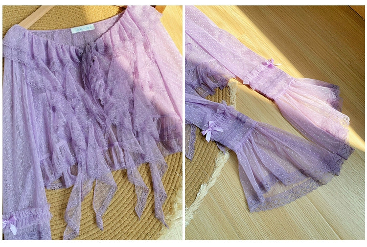 With PUJI - Letters and Poetry - Summer Classic Lolita Tulle Lace Bolero with Multi-Color - Image 28