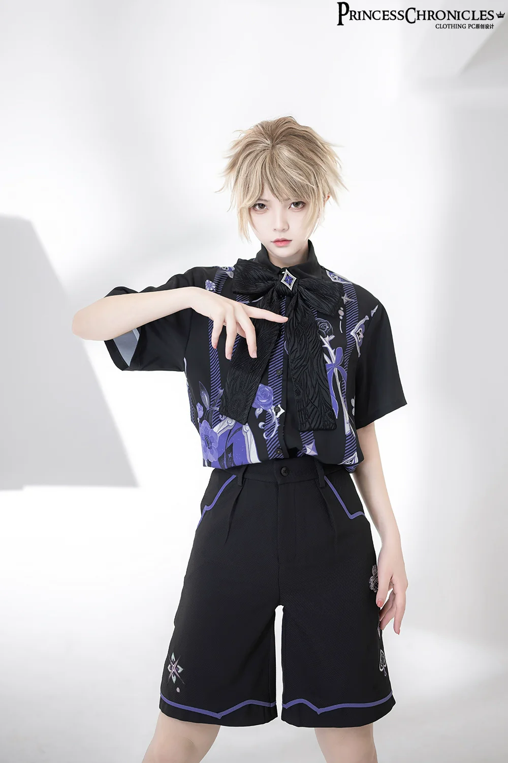 Summer Ouji Lolita Print Loose Shirt Outfit - Image 4