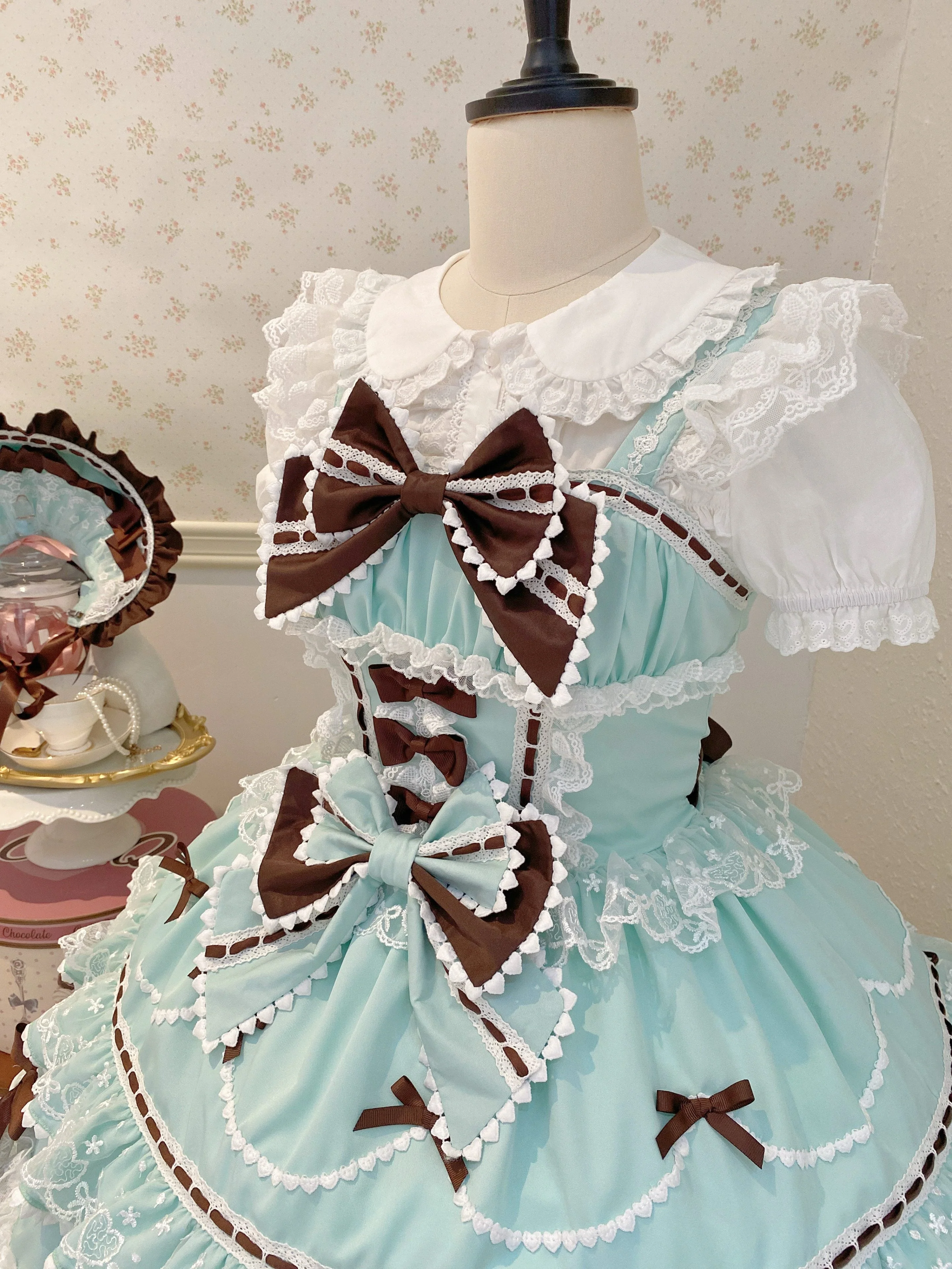 Fondant Cake - Summer Sweet Lolita JSK Dress, Tiered Ruffles and Bows - Image 22