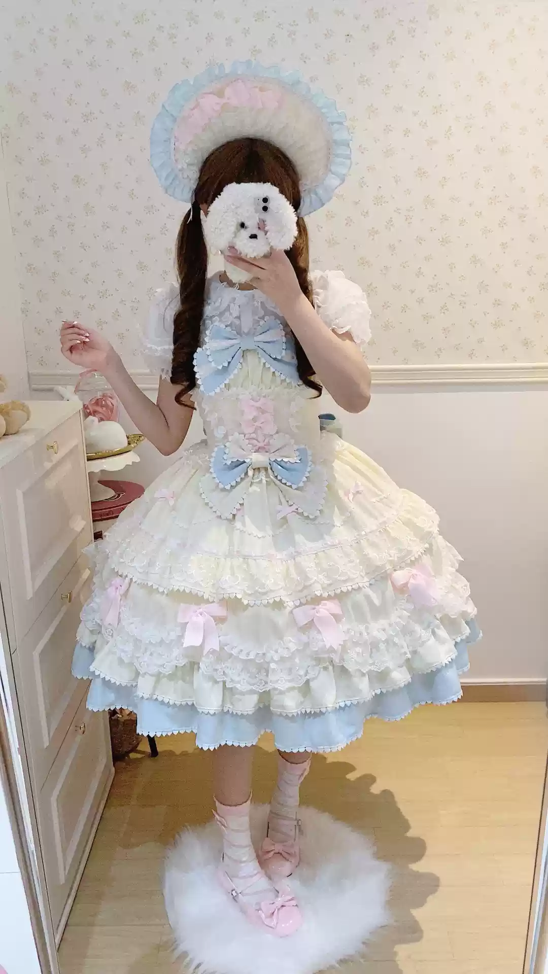 Fondant Cake - Summer Sweet Lolita JSK Dress, Tiered Ruffles and Bows - Image 24