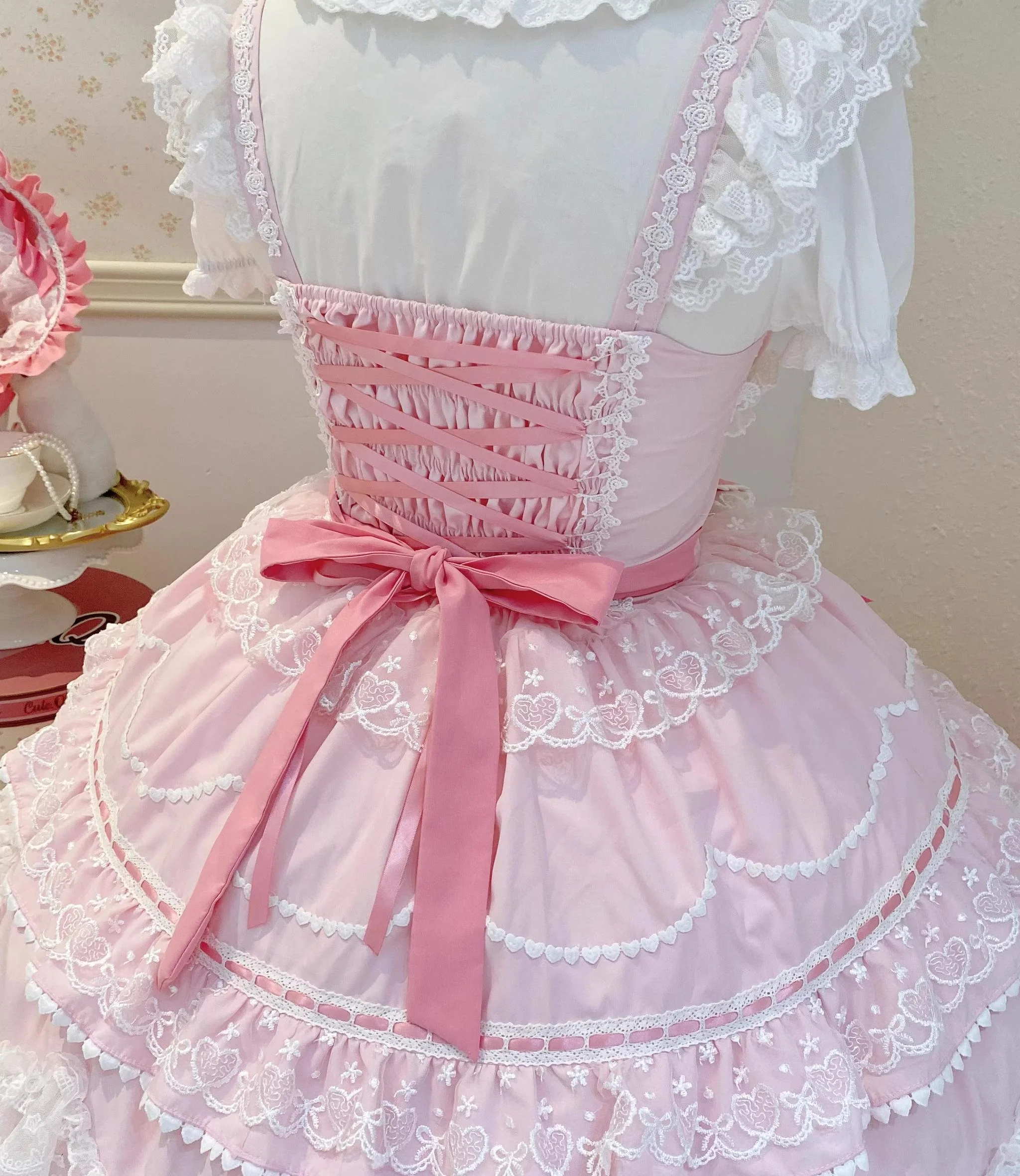 Fondant Cake - Summer Sweet Lolita JSK Dress, Tiered Ruffles and Bows - Image 42
