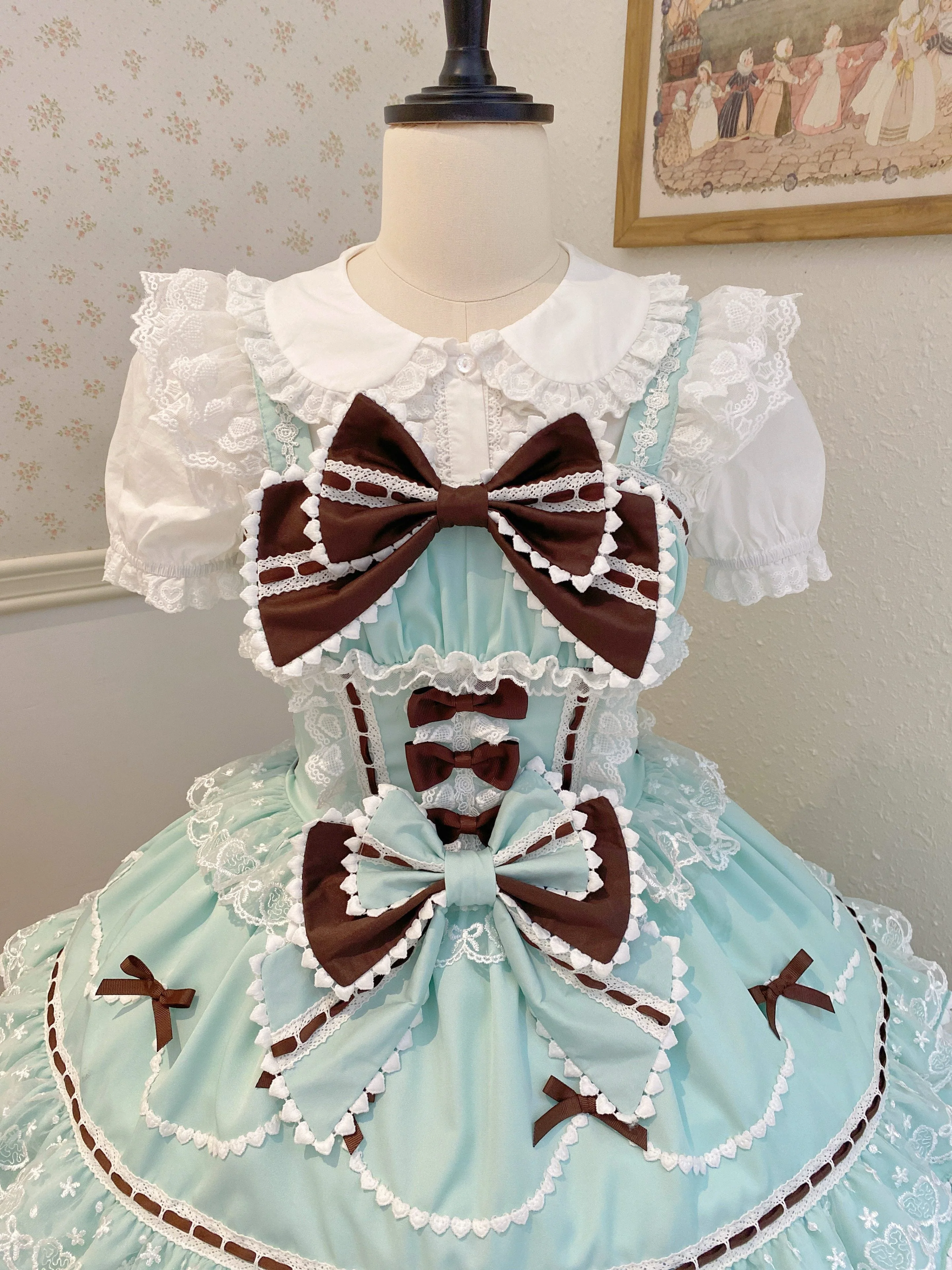 Fondant Cake - Summer Sweet Lolita JSK Dress, Tiered Ruffles and Bows - Image 52