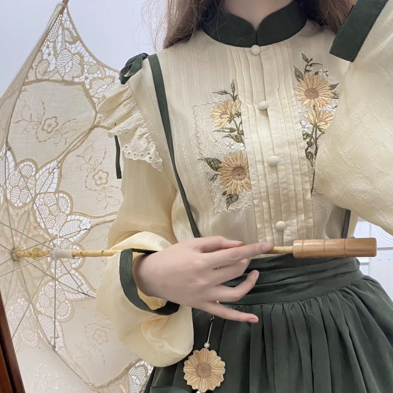 Meow Jun - Sunflower Appointment - Chinese Style Skirt and Blouse - Image 4
