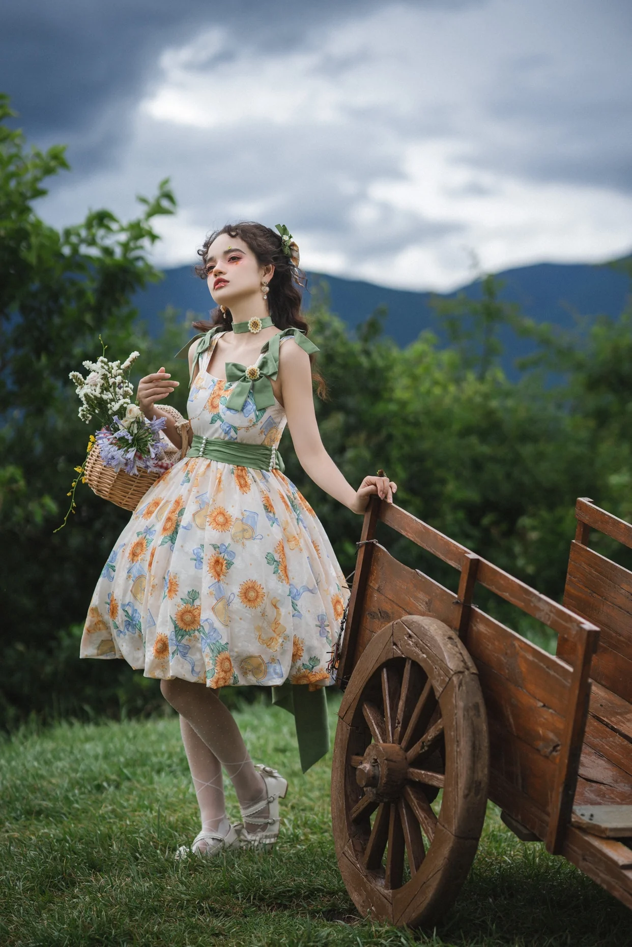 Akiyama Future Studio - Sunflower Print Lolita JSK Dress in Breathable Light Fabric - Image 10