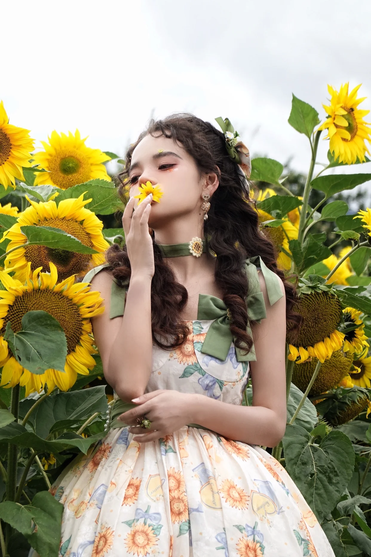 Akiyama Future Studio - Sunflower Print Lolita JSK Dress in Breathable Light Fabric - Image 12