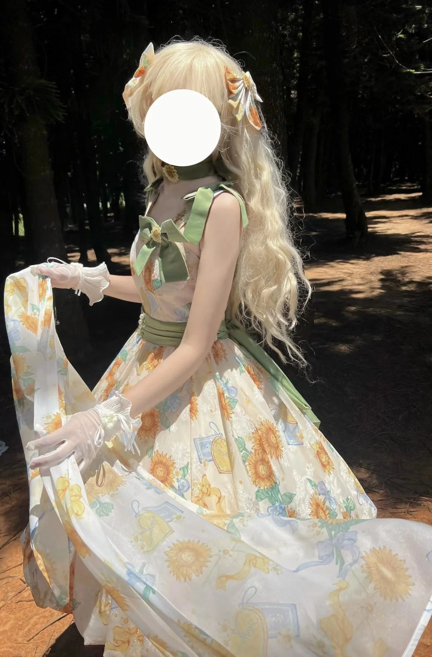 Akiyama Future Studio - Sunflower Print Lolita JSK Dress in Breathable Light Fabric - Image 16