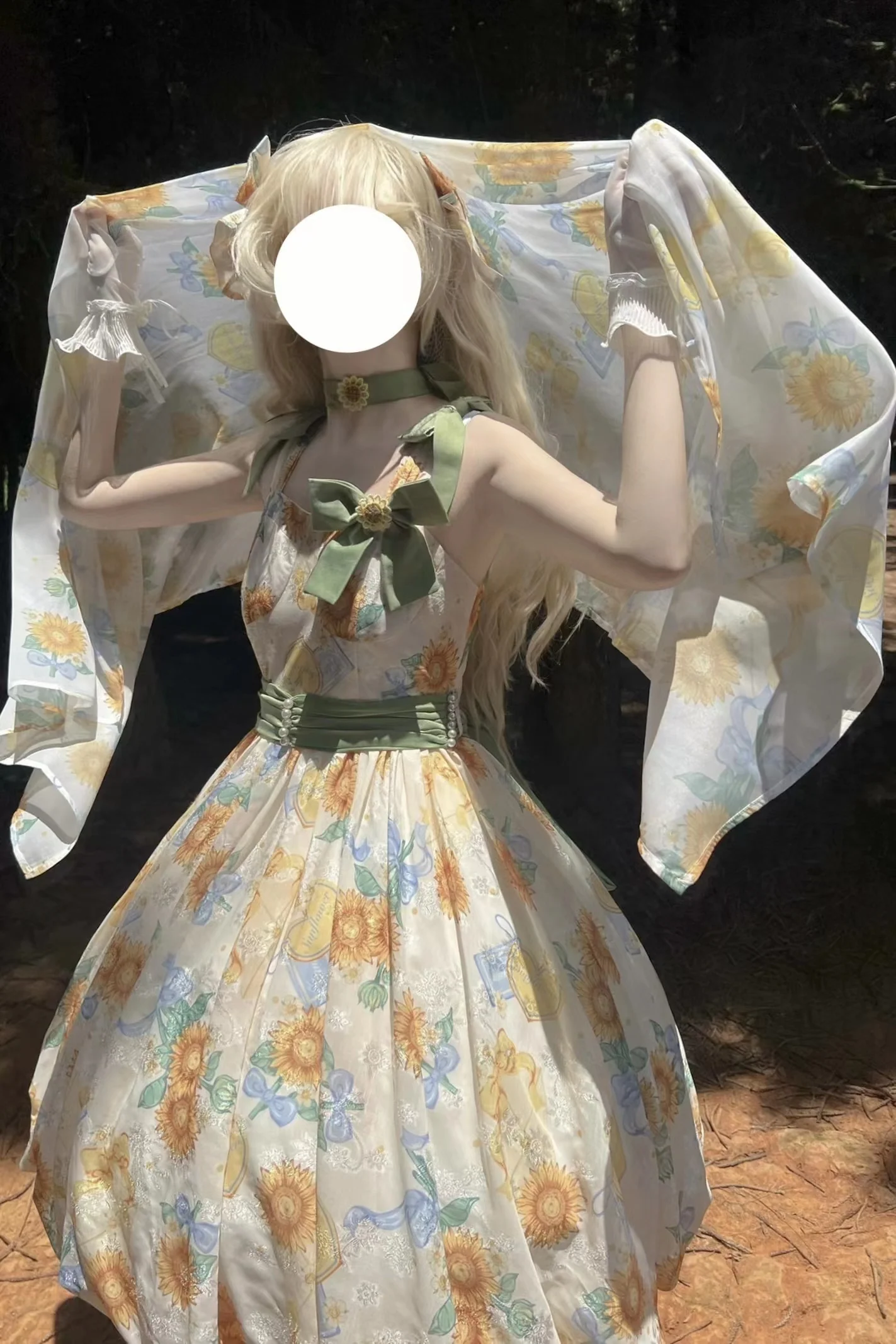 Akiyama Future Studio - Sunflower Print Lolita JSK Dress in Breathable Light Fabric - Image 17