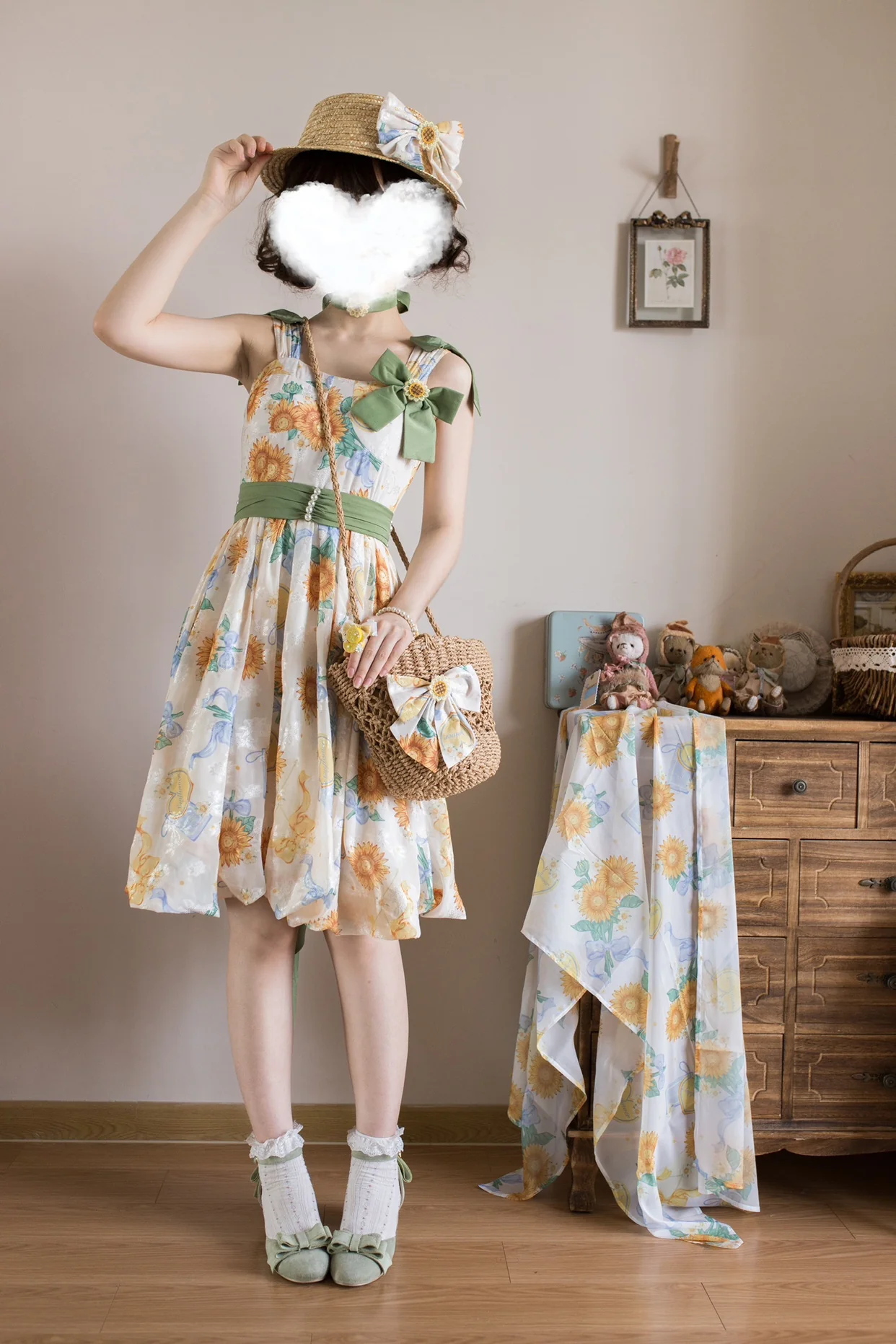 Akiyama Future Studio - Sunflower Print Lolita JSK Dress in Breathable Light Fabric - Image 31